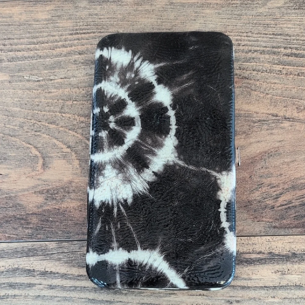 Black and White Tie-Dye Women's Clutch Snap Wallet             -c158